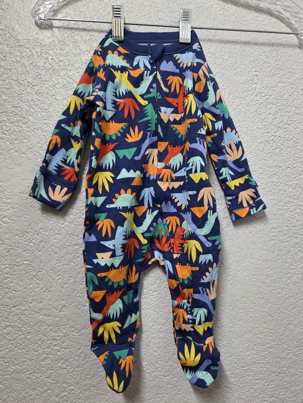 Old Navy Navy Footed One-Piece with Colorful Dinosaur Print NWOT